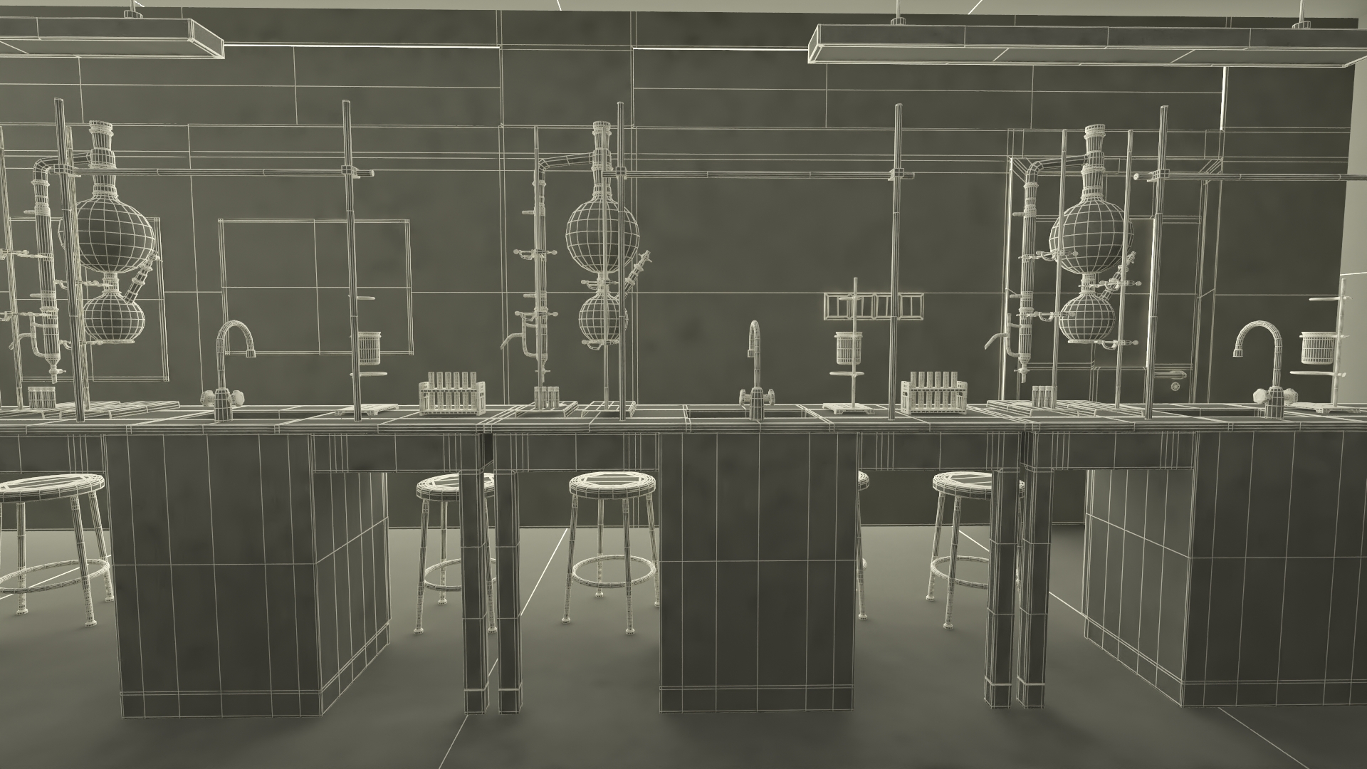 3D School Laboratory Interior with Modern Equipment model
