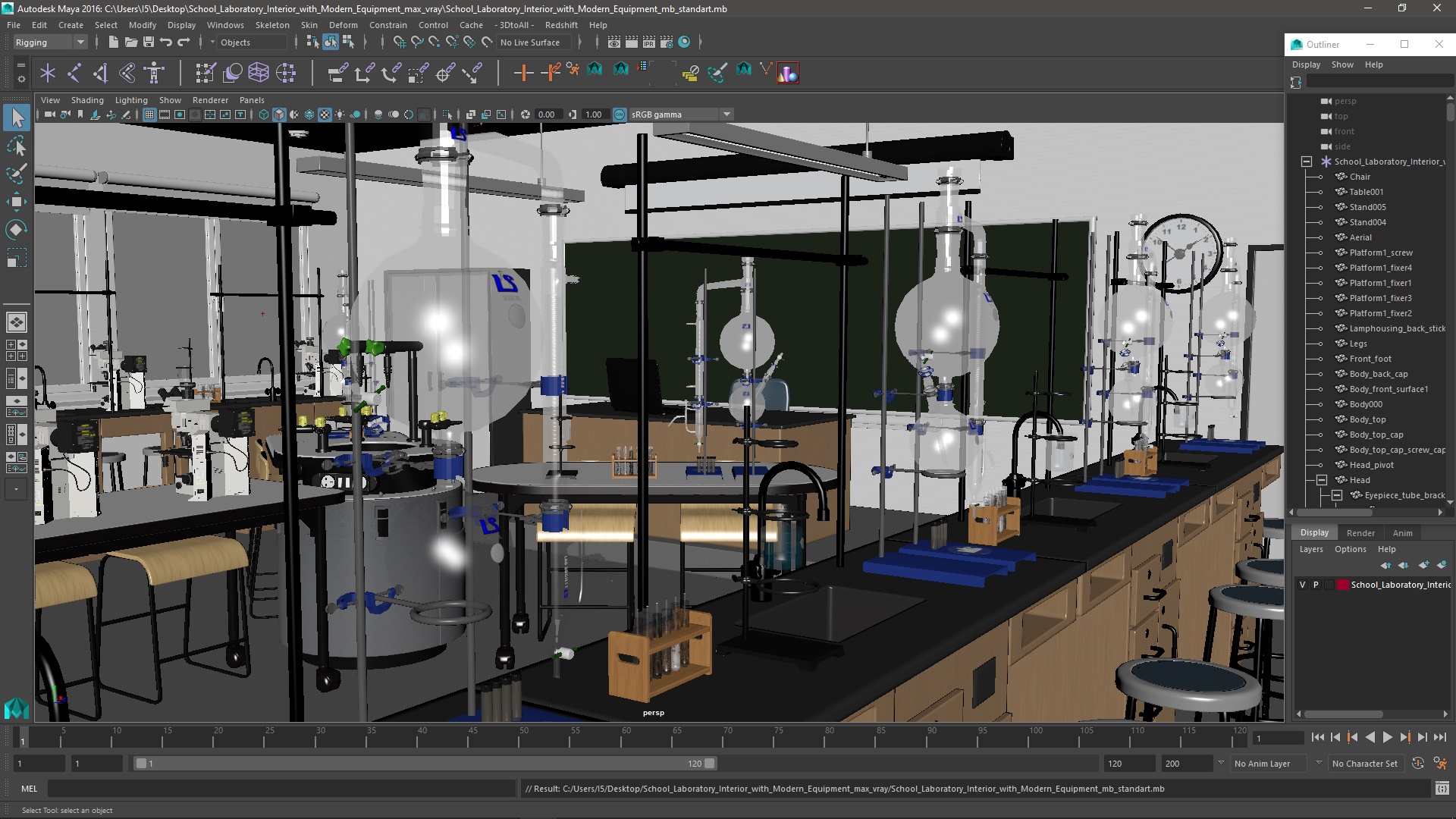 3D School Laboratory Interior with Modern Equipment model