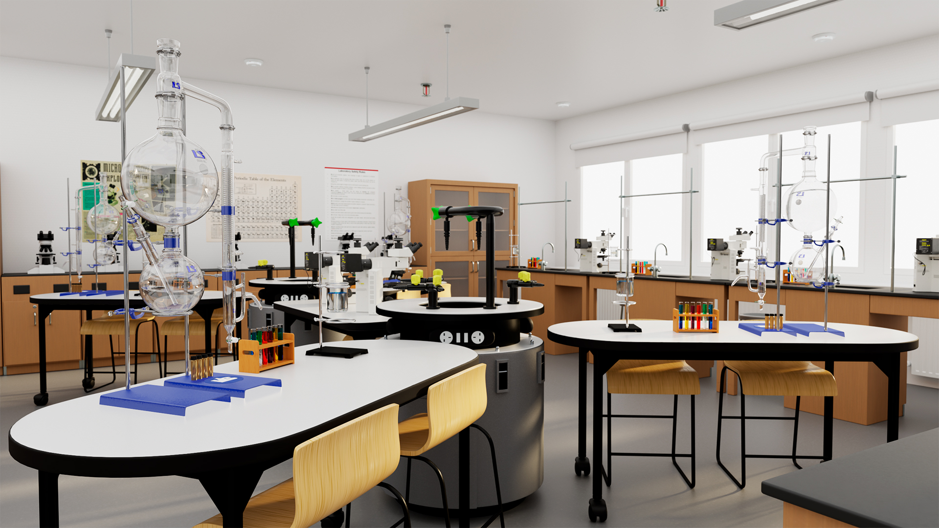 3D School Laboratory Interior with Modern Equipment model