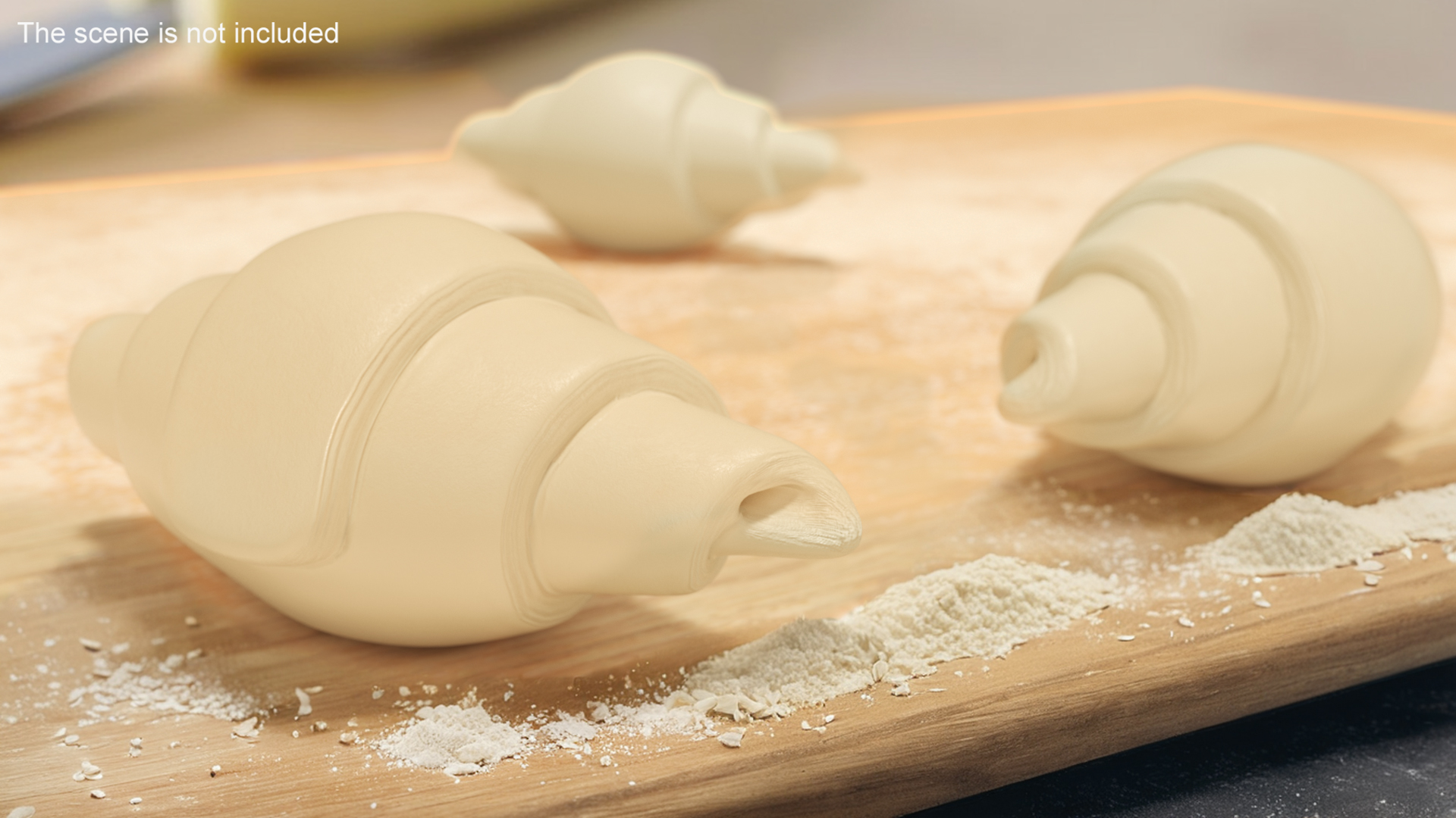 3D French Croissant Raw Dough