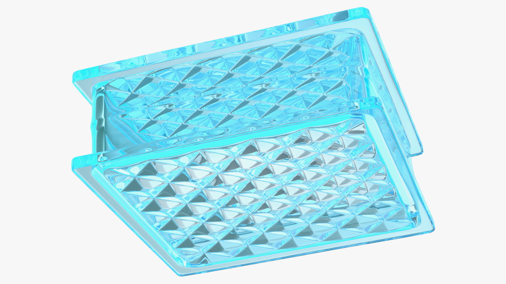 Blue Glass Block Diamond Pattern 3D