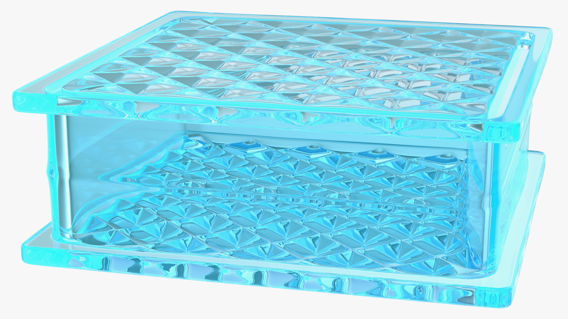 Blue Glass Block Diamond Pattern 3D