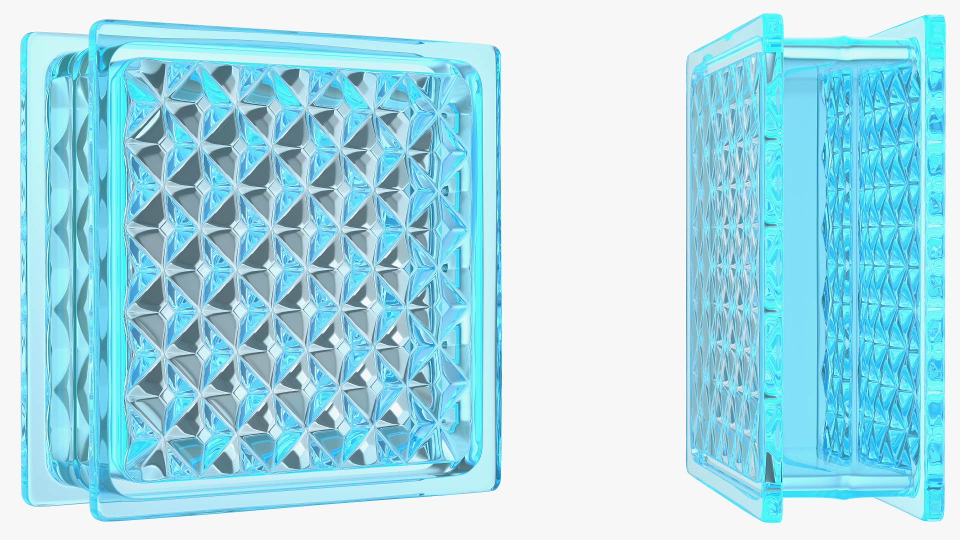 Blue Glass Block Diamond Pattern 3D