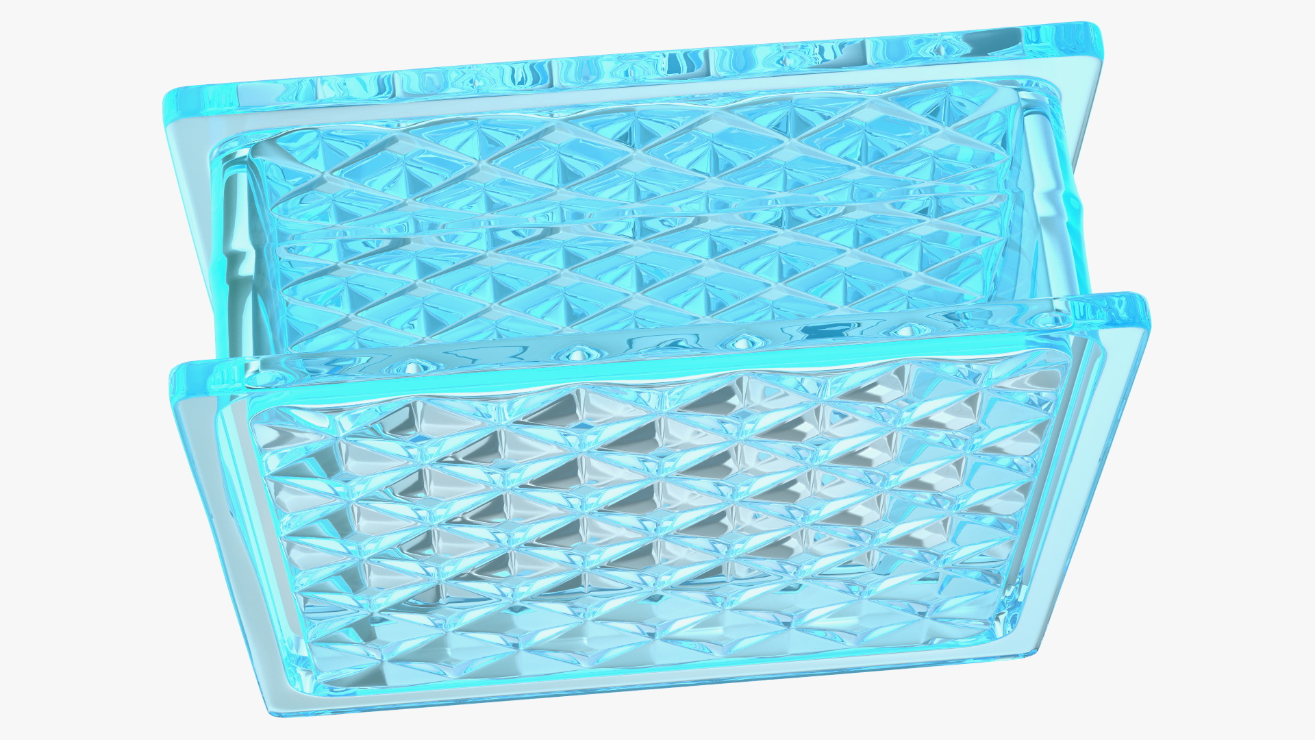 Blue Glass Block Diamond Pattern 3D