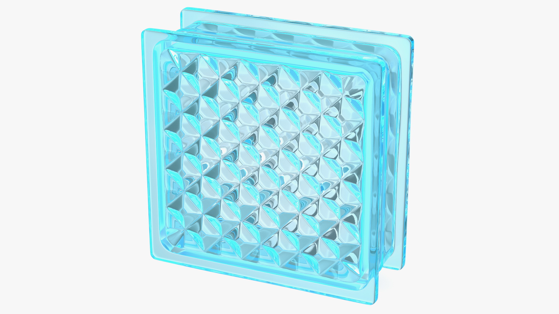 Blue Glass Block Diamond Pattern 3D