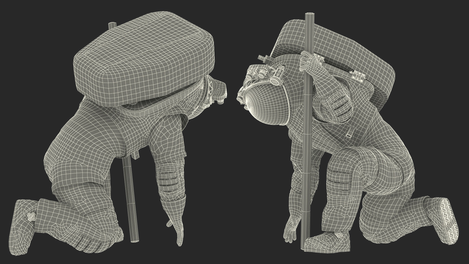 3D model Next Gen NASA Axiom Spacesuit on Astronaut Crawling Pose Fur