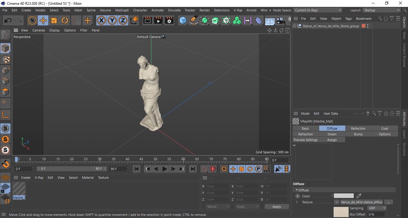 Statue of Venus de Milo Stone 3D model