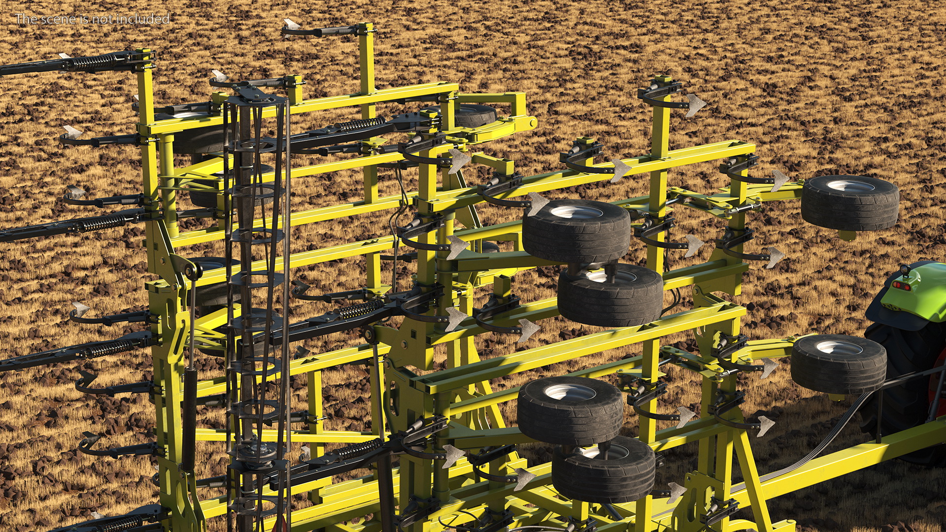 Tractor Claas Axion 800 with Seedbed Cultivator Rigged 3D model