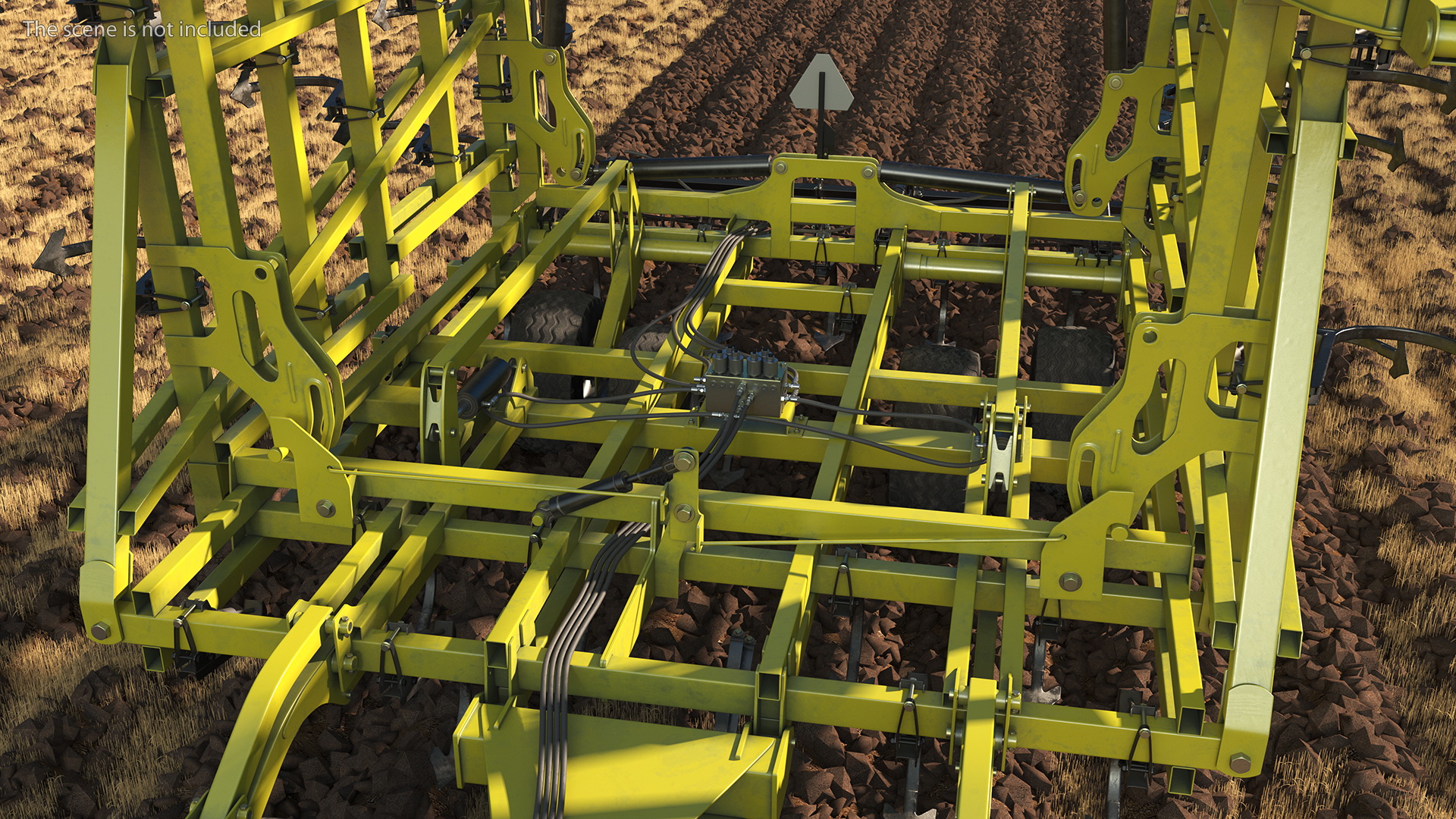 Tractor Claas Axion 800 with Seedbed Cultivator Rigged 3D model