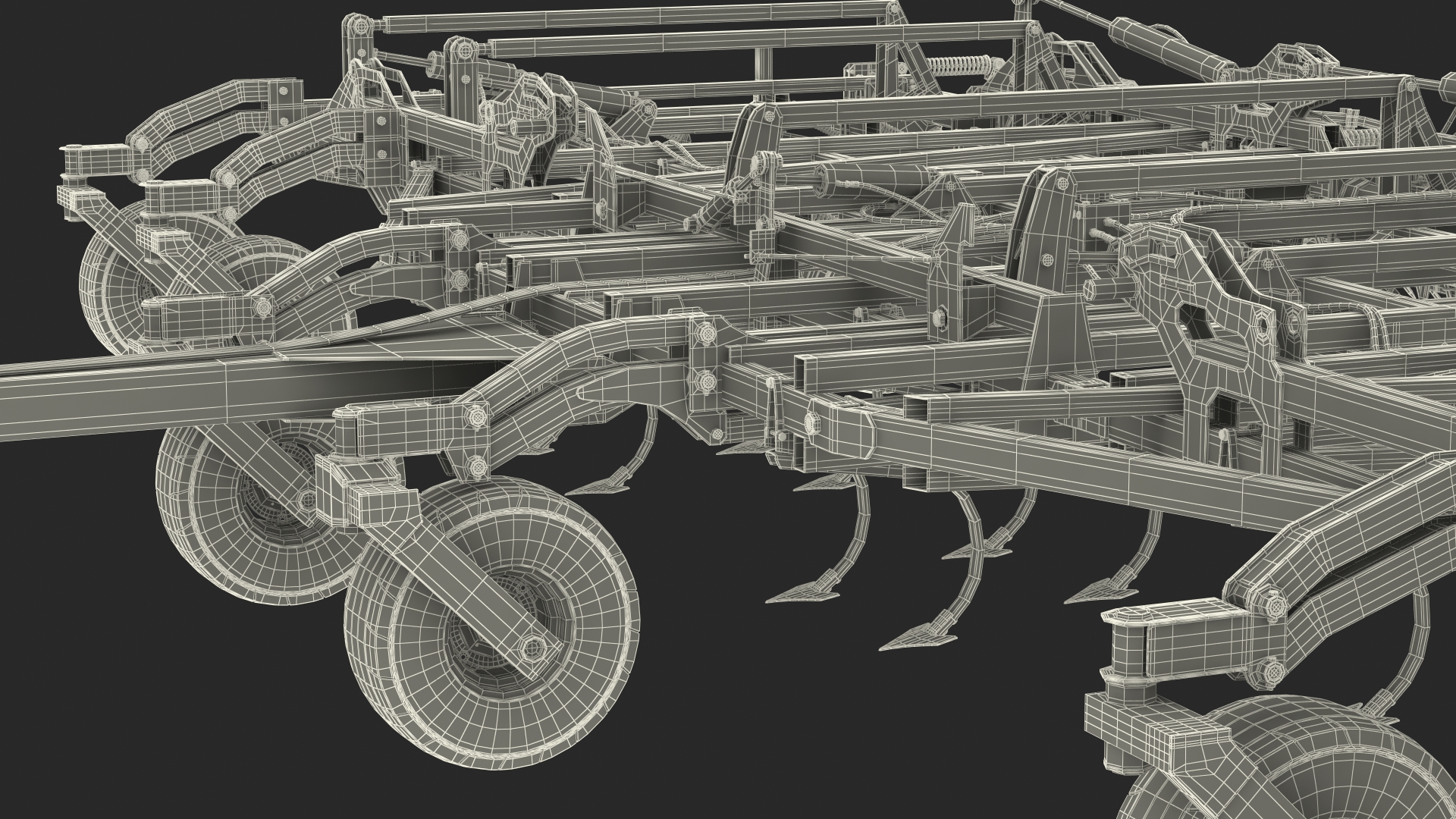 Tractor Claas Axion 800 with Seedbed Cultivator Rigged 3D model