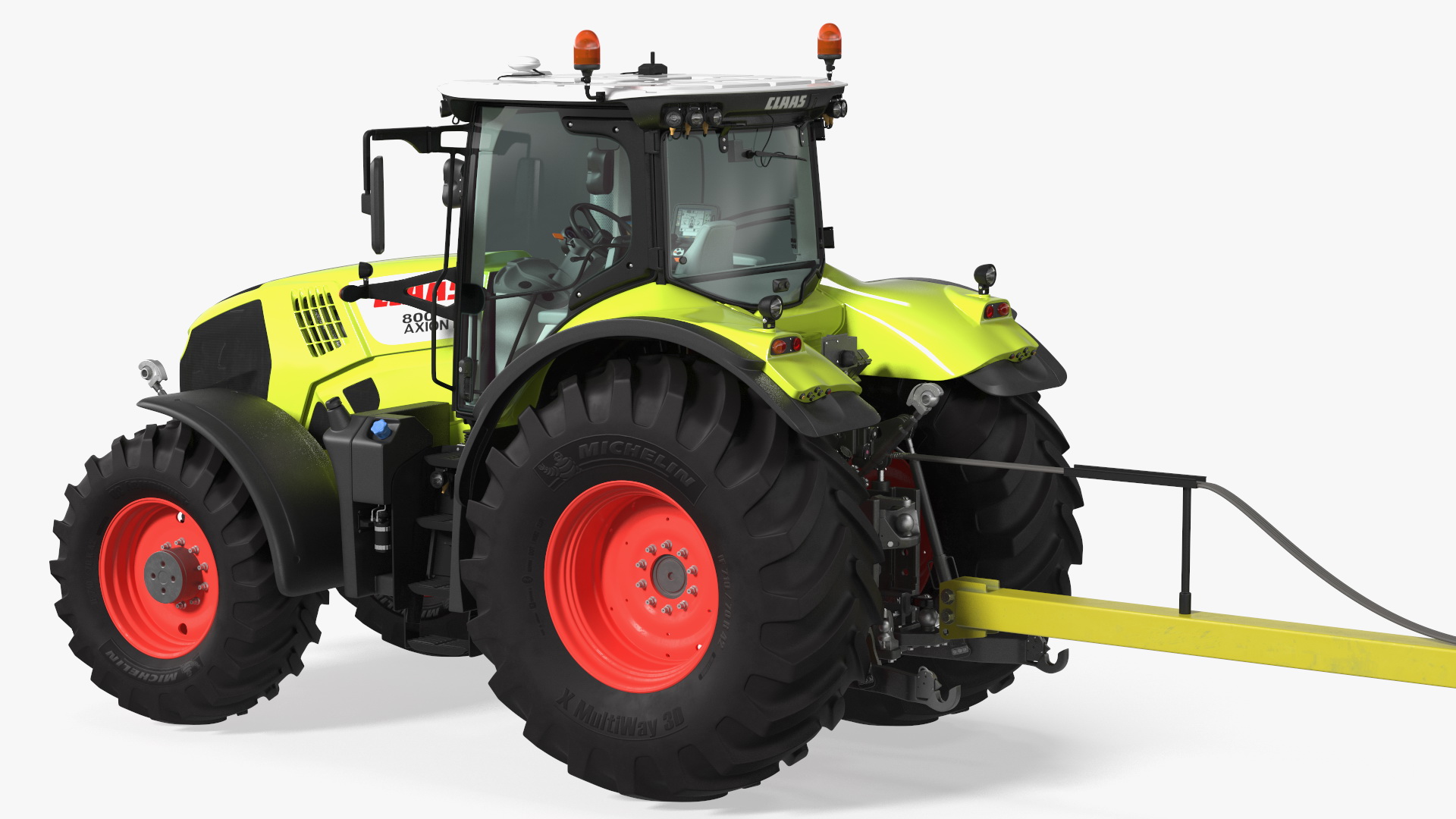 Tractor Claas Axion 800 with Seedbed Cultivator Rigged 3D model