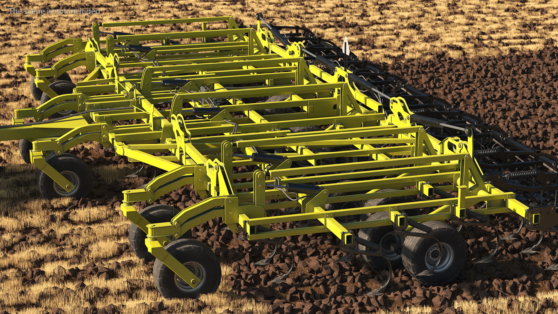 Tractor Claas Axion 800 with Seedbed Cultivator Rigged 3D model