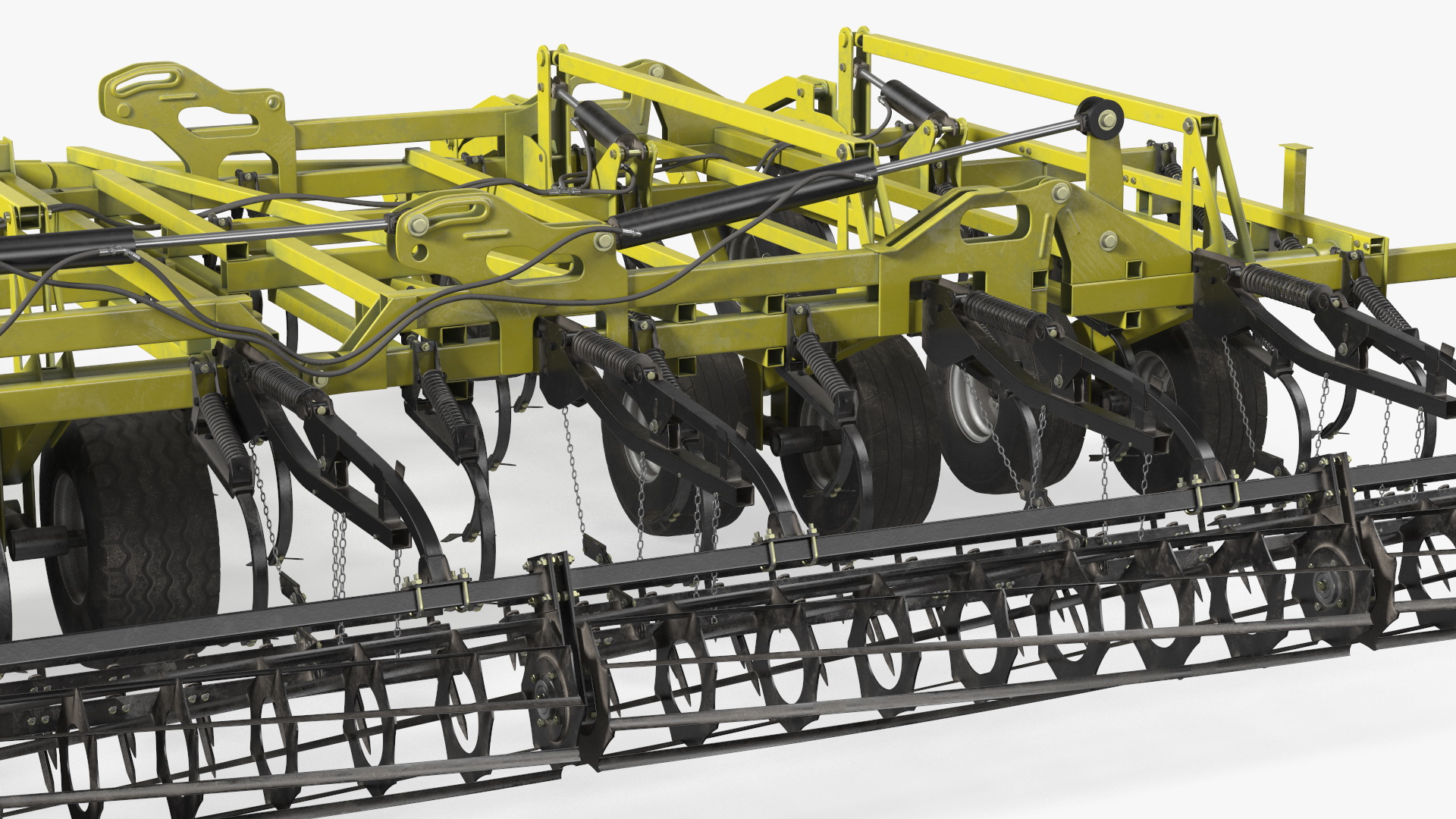Tractor Claas Axion 800 with Seedbed Cultivator Rigged 3D model