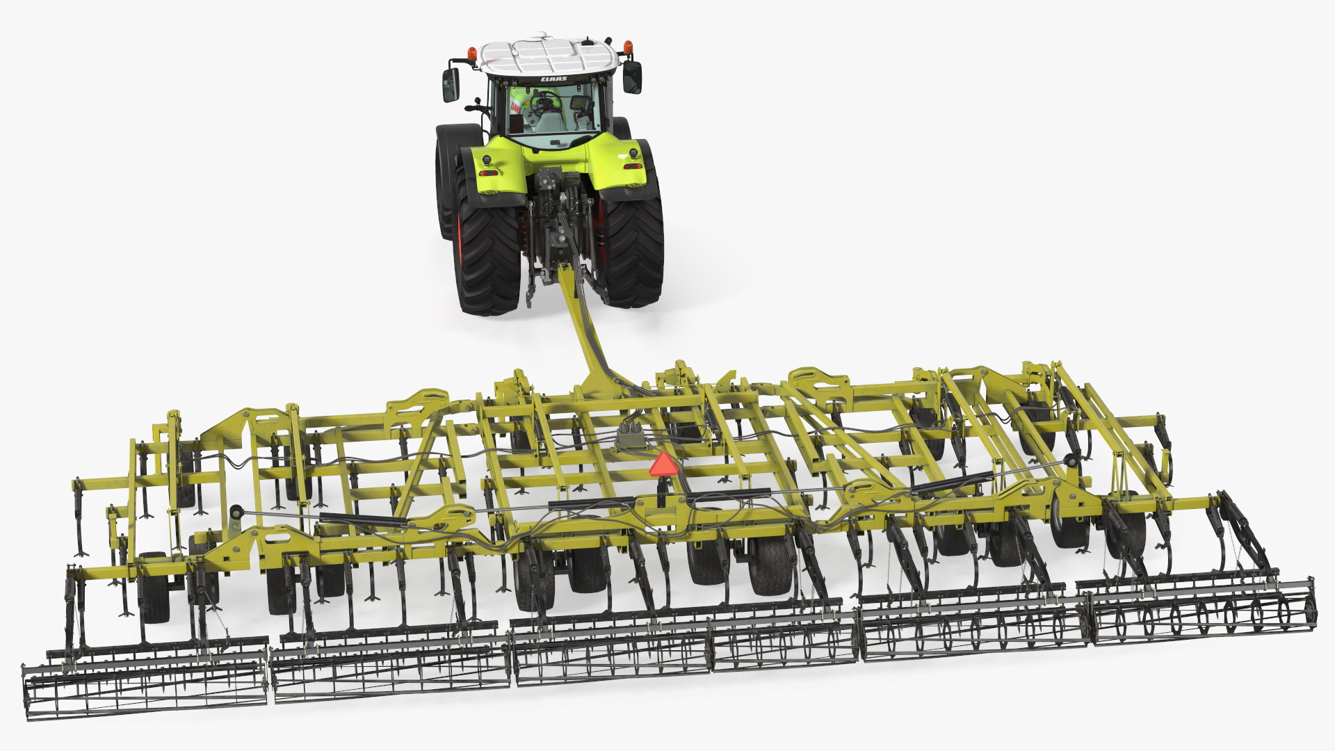 Tractor Claas Axion 800 with Seedbed Cultivator Rigged 3D model
