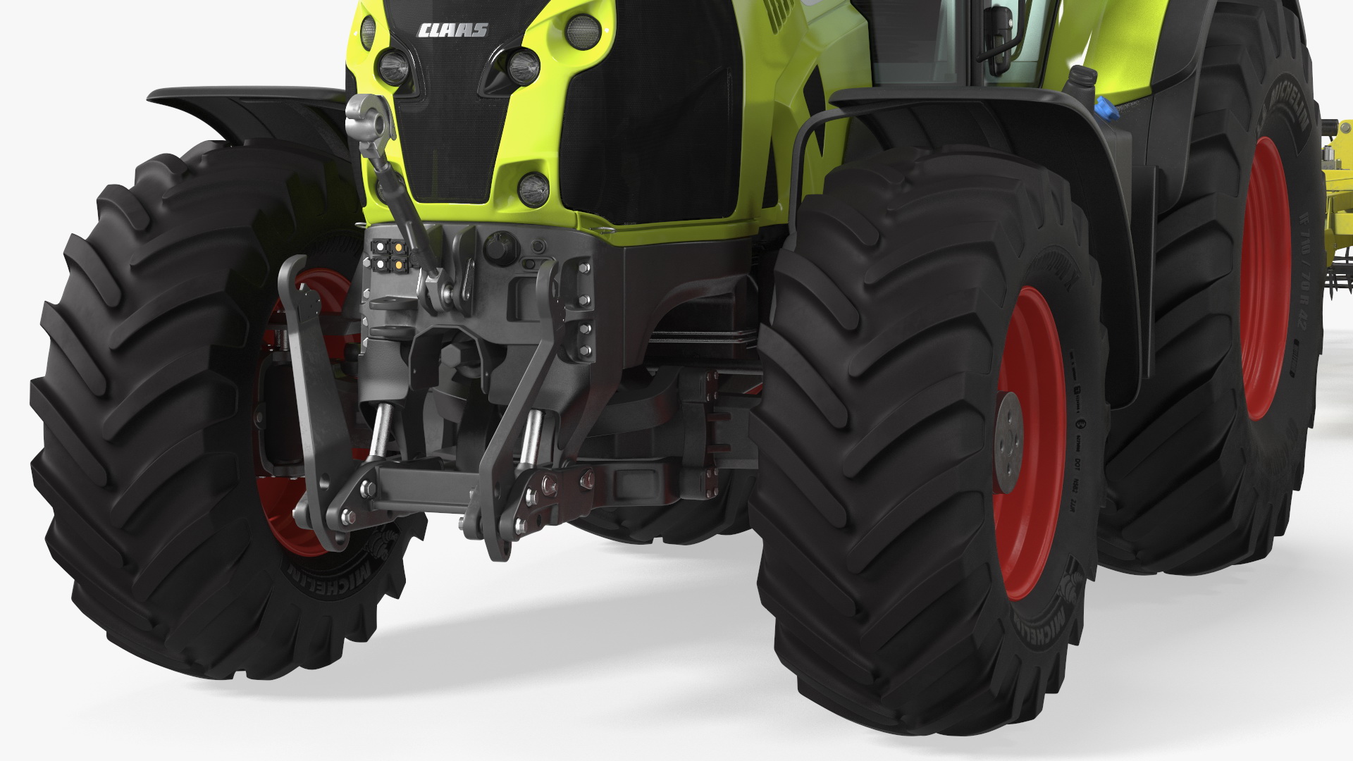 Tractor Claas Axion 800 with Seedbed Cultivator Rigged 3D model
