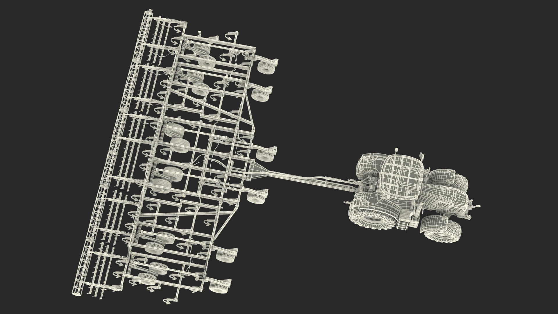 Tractor Claas Axion 800 with Seedbed Cultivator Rigged 3D model