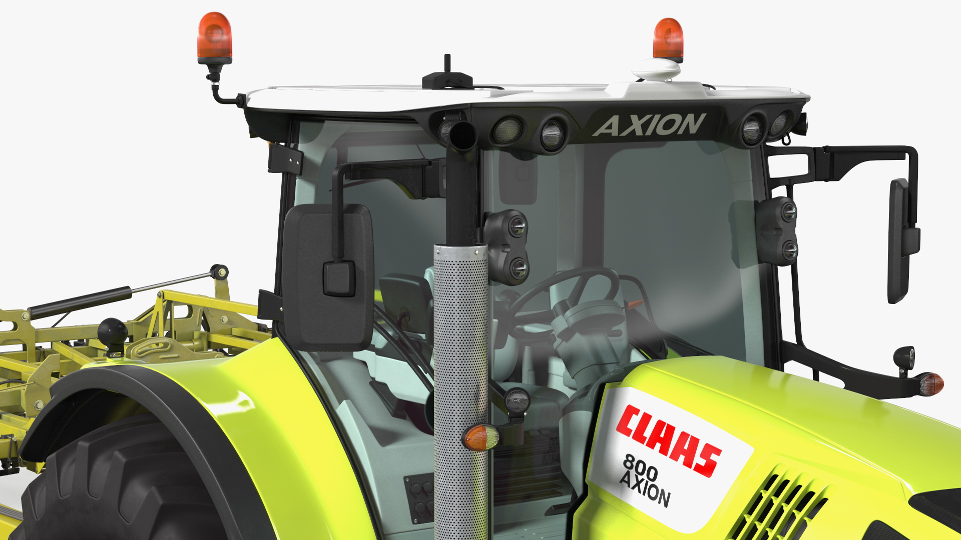 Tractor Claas Axion 800 with Seedbed Cultivator Rigged 3D model