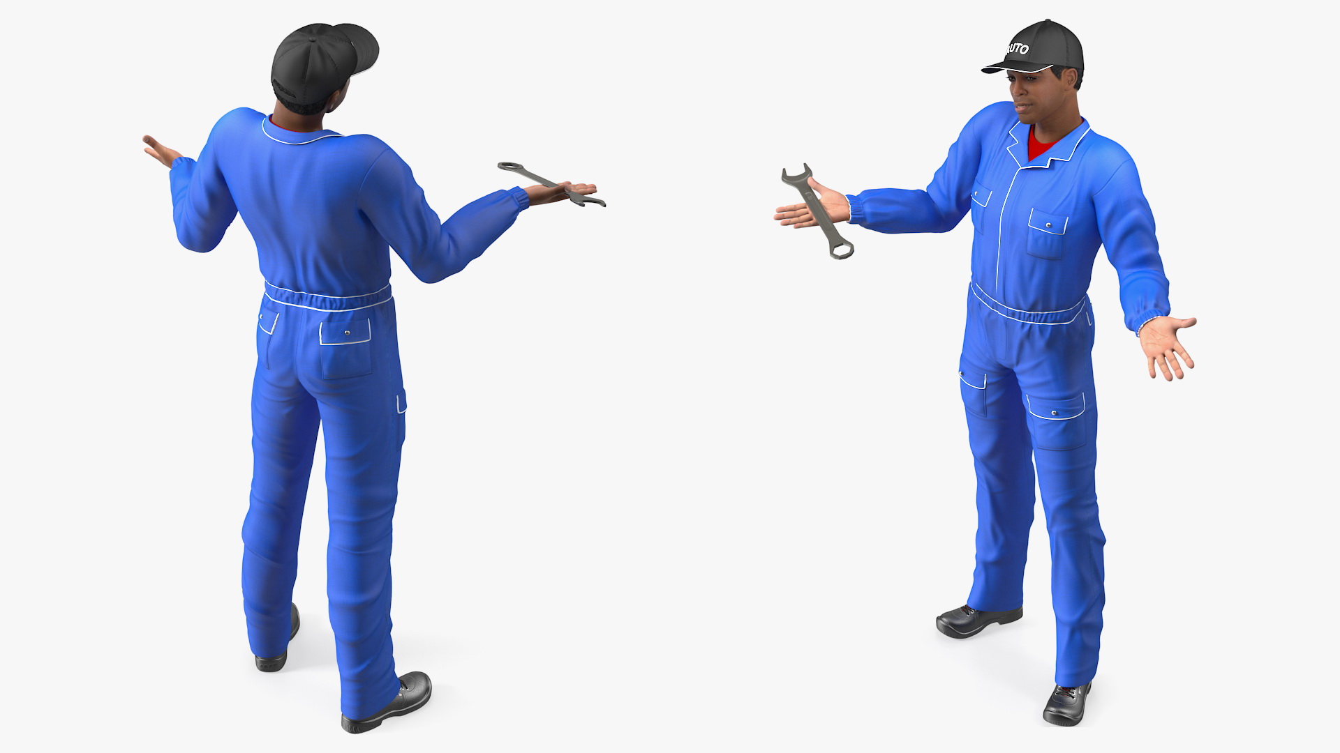 3D model Light Skin Black Auto Mechanic