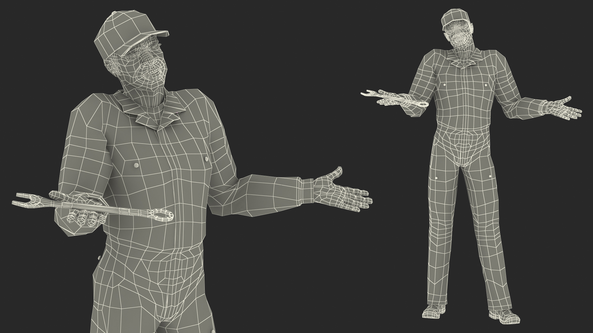 3D model Light Skin Black Auto Mechanic