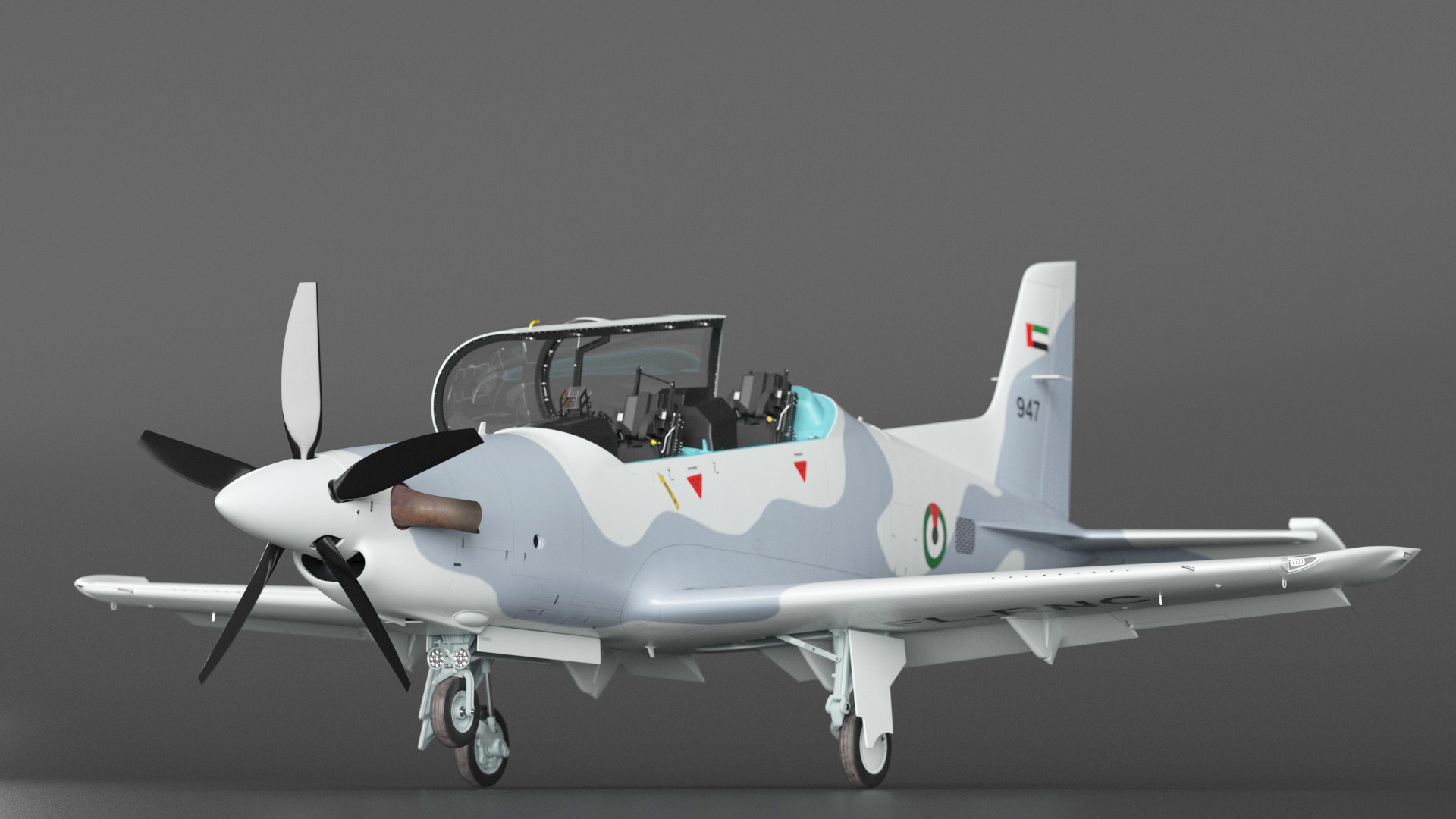 Training Aircraft Pilatus PC-21 Grey Rigged for Maya 3D