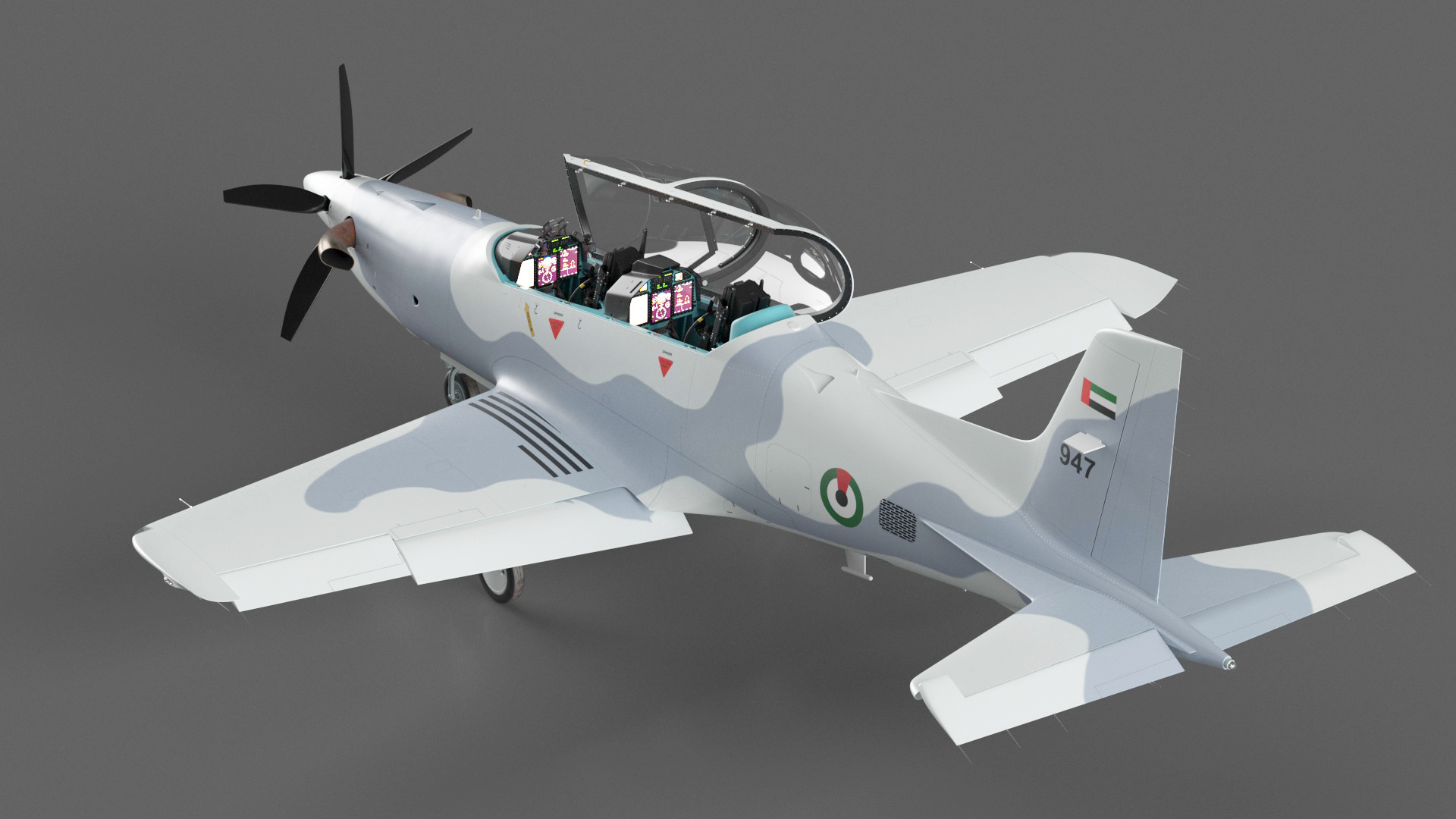 Training Aircraft Pilatus PC-21 Grey Rigged for Maya 3D