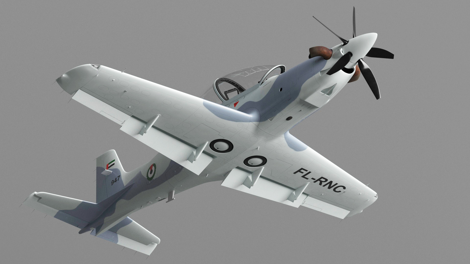 Training Aircraft Pilatus PC-21 Grey Rigged for Maya 3D