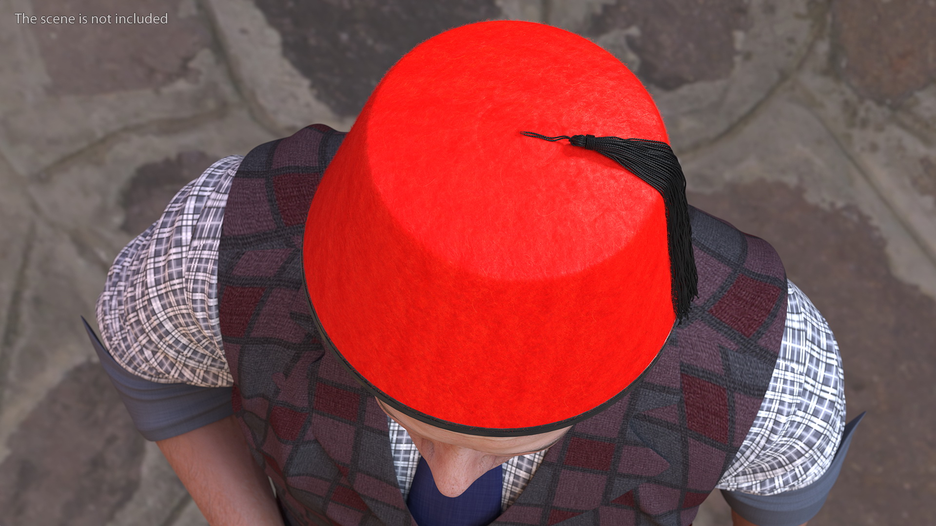 Traditional Arabic Red Fez Hat With Black Tassel Fur 3D