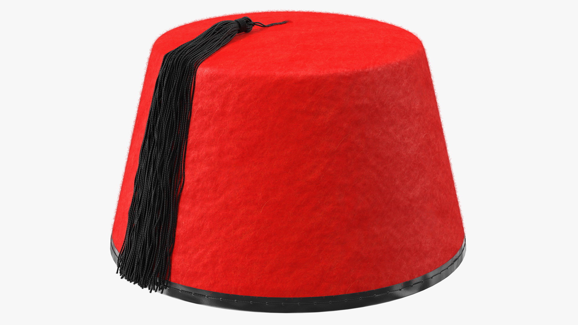 Traditional Arabic Red Fez Hat With Black Tassel Fur 3D