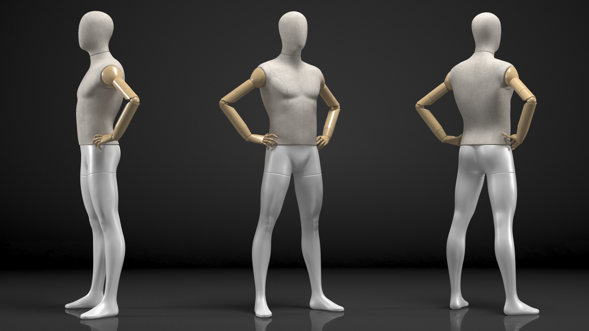 3D model Flexible Manikin Hands On Hips