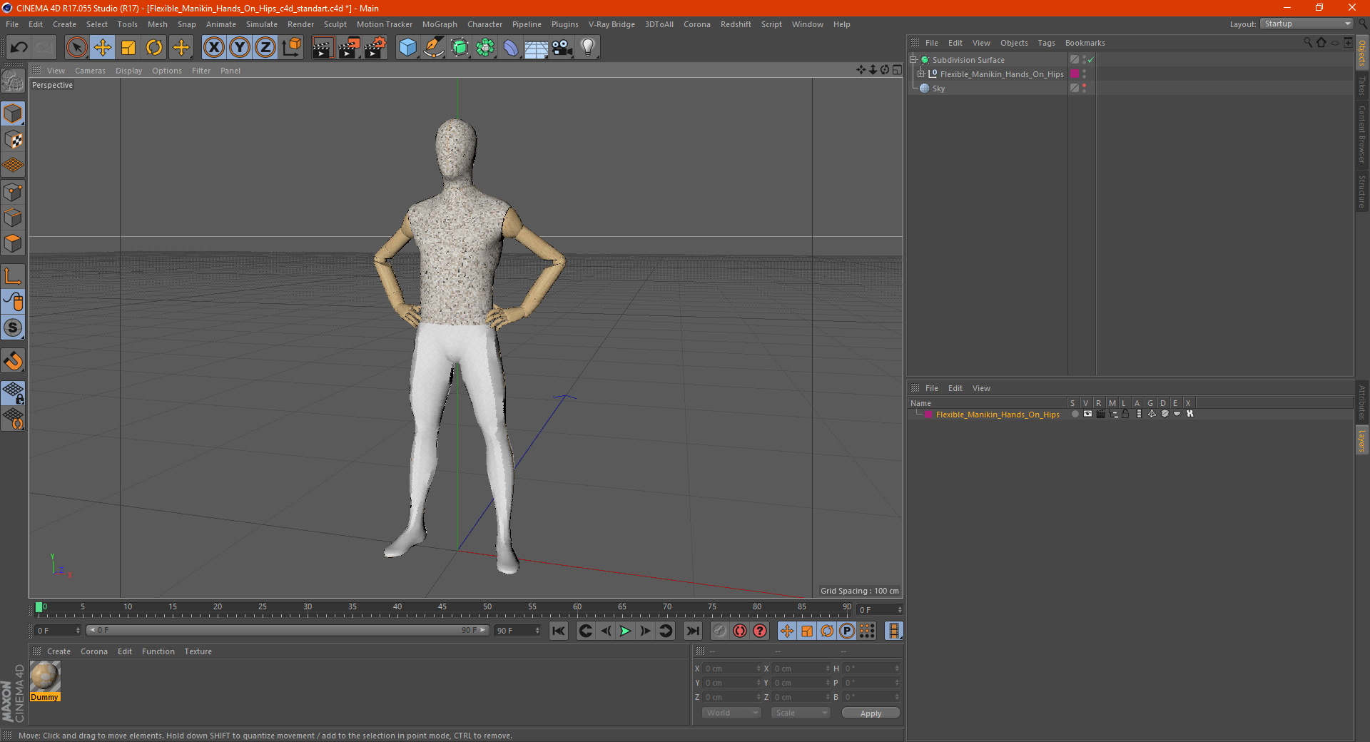 3D model Flexible Manikin Hands On Hips