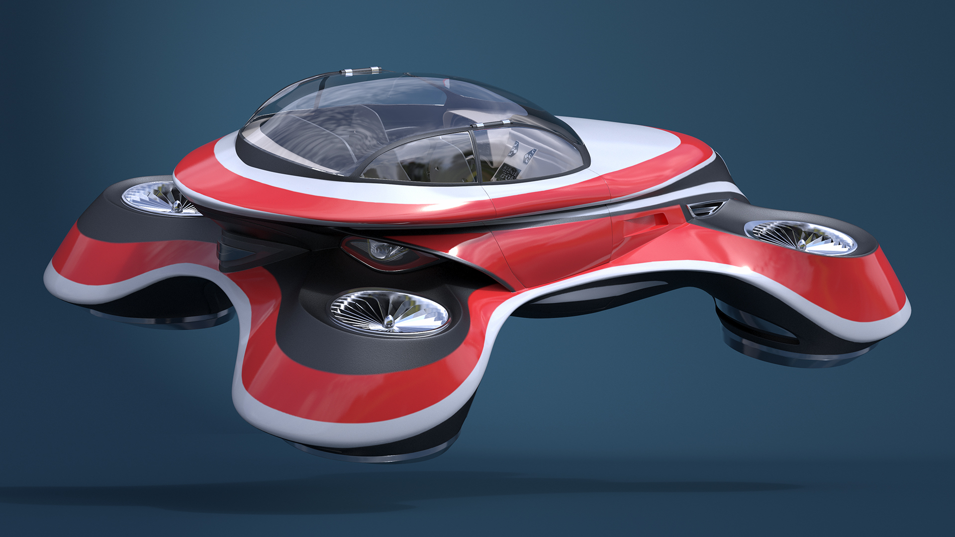 3D Hover Car Concept by Lazzarini Red Rigged