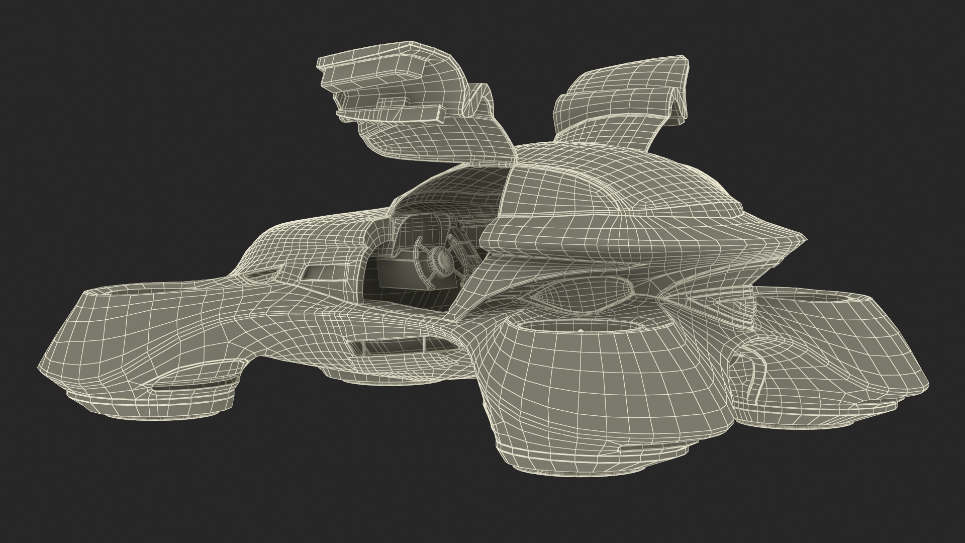 3D Hover Car Concept by Lazzarini Red Rigged