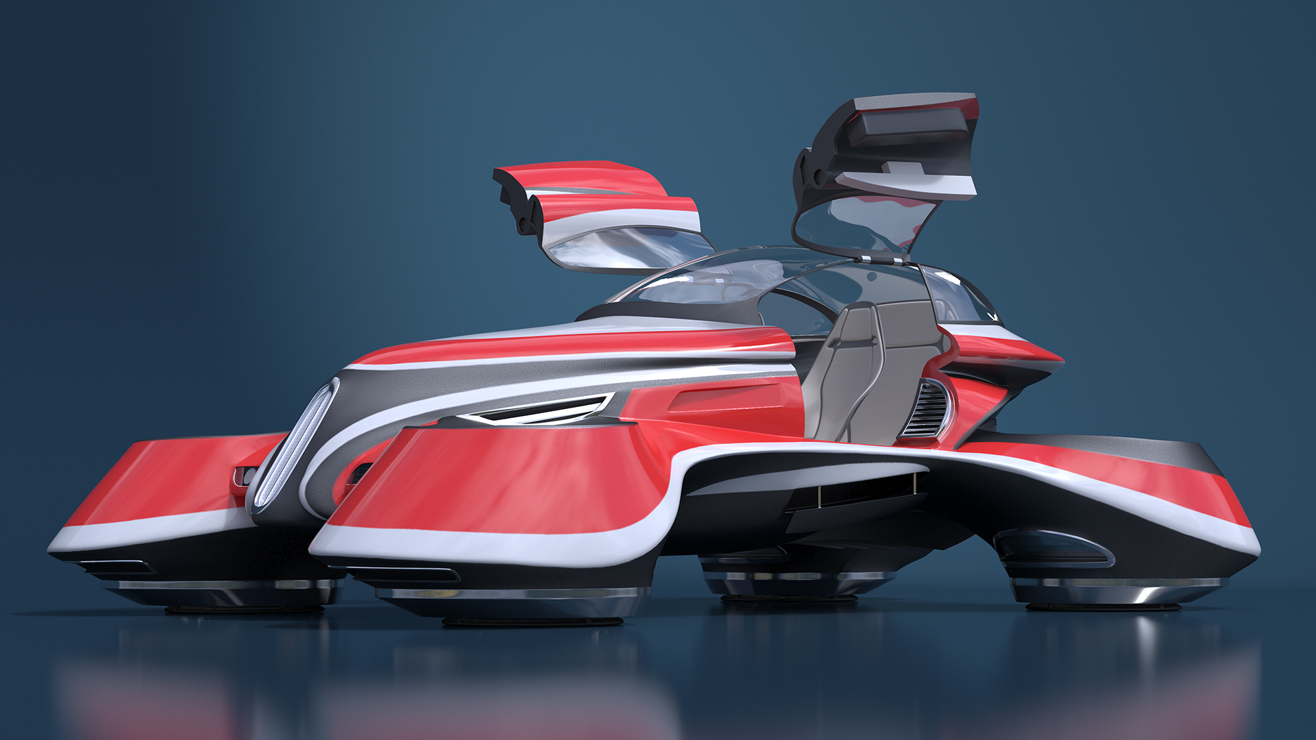 3D Hover Car Concept by Lazzarini Red Rigged