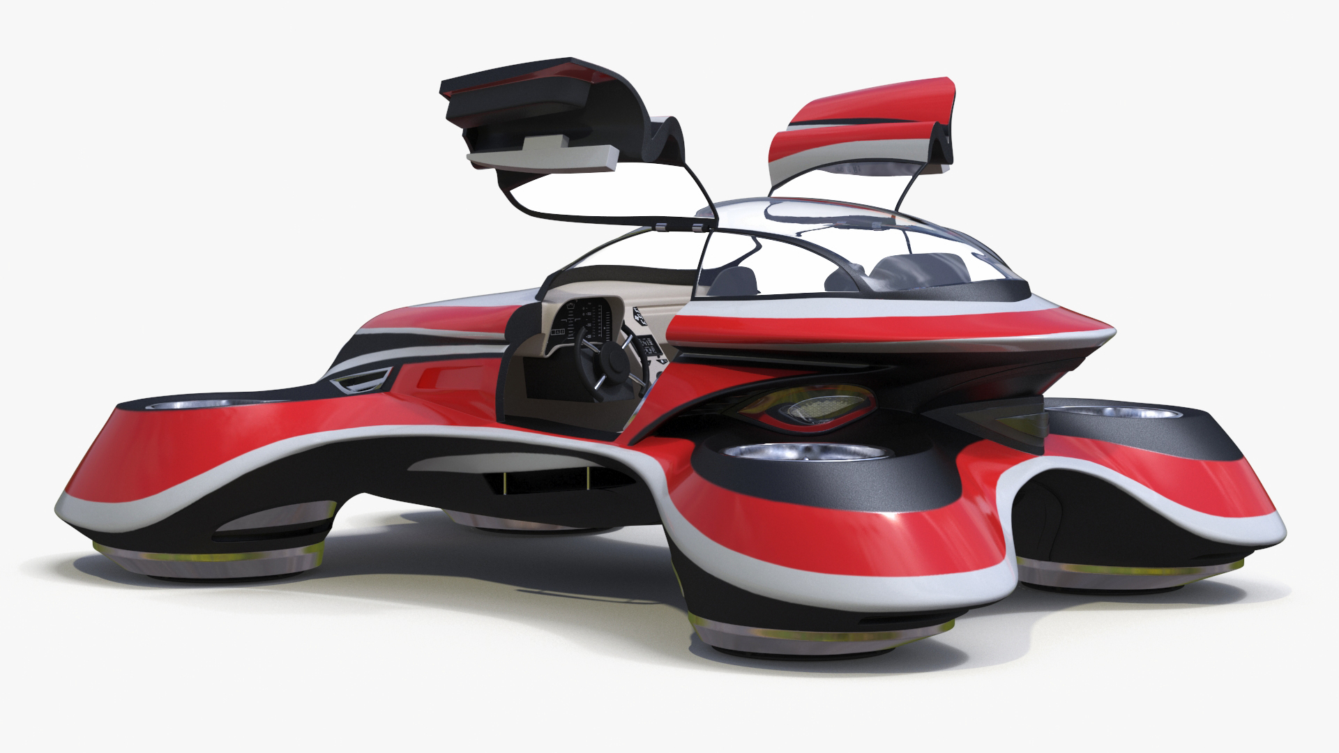 3D Hover Car Concept by Lazzarini Red Rigged