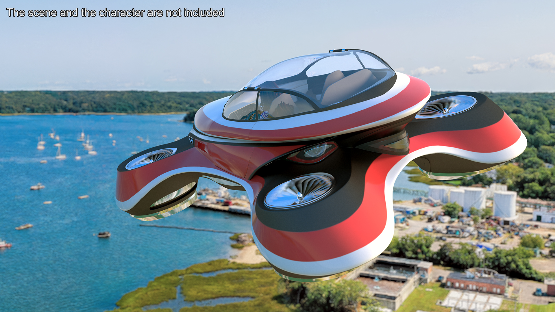 3D Hover Car Concept by Lazzarini Red Rigged