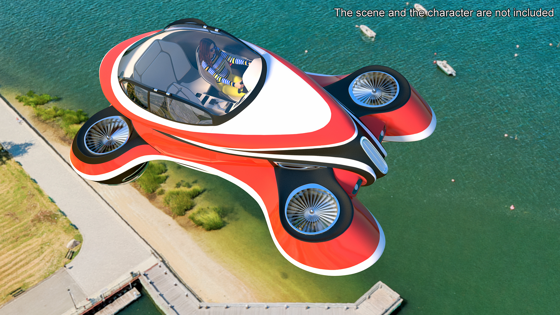 3D Hover Car Concept by Lazzarini Red Rigged