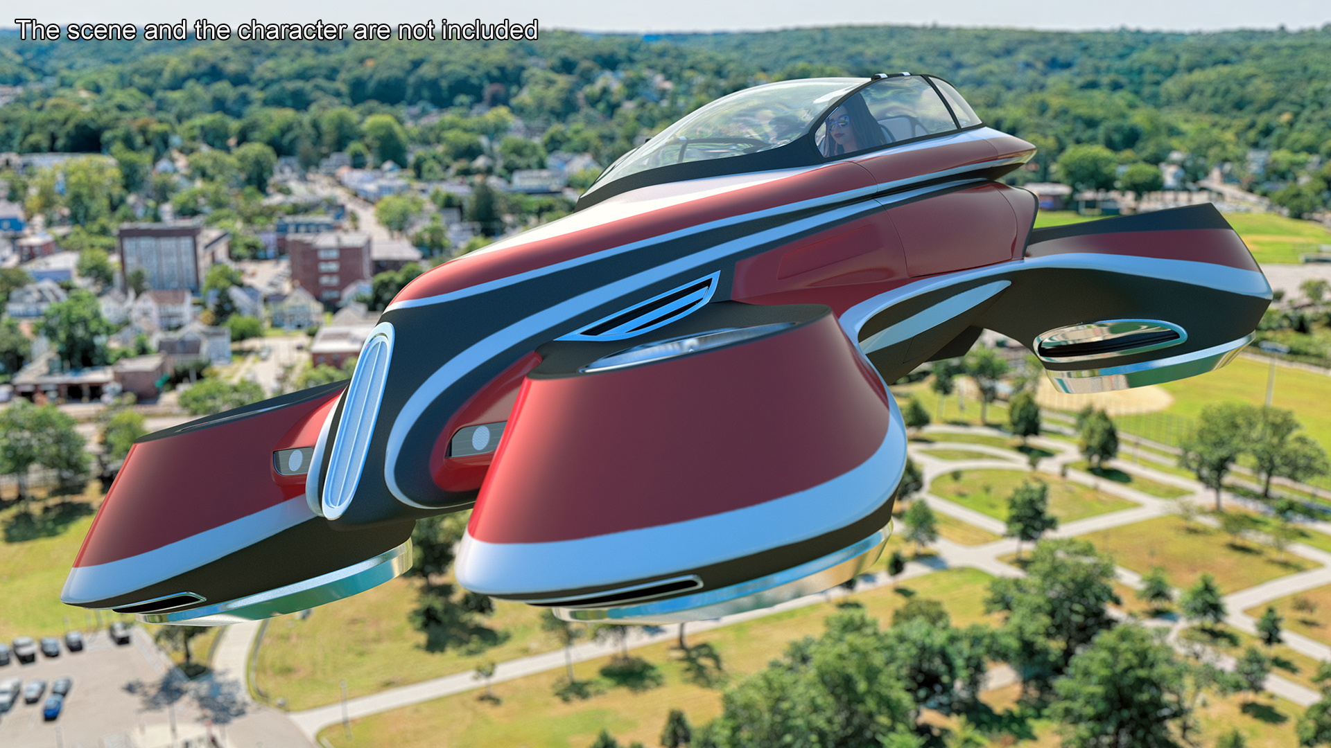 3D Hover Car Concept by Lazzarini Red Rigged