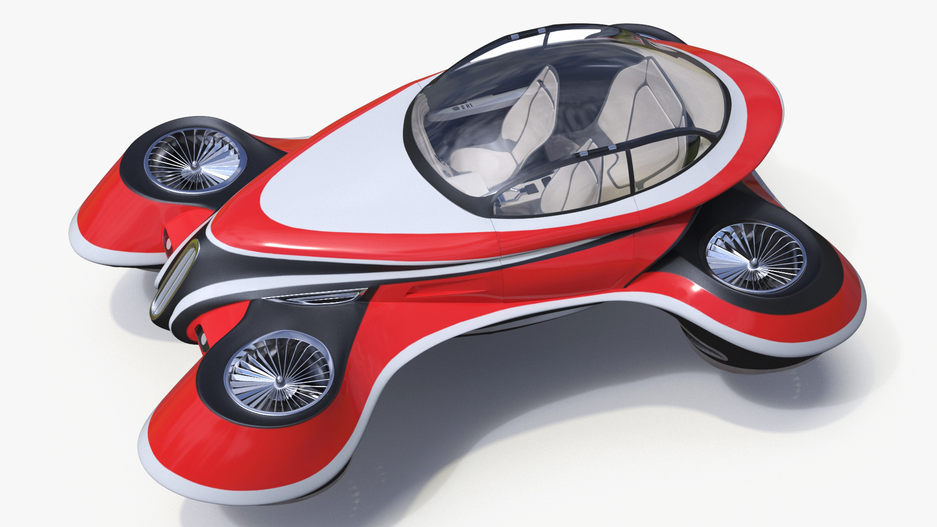 3D Hover Car Concept by Lazzarini Red Rigged