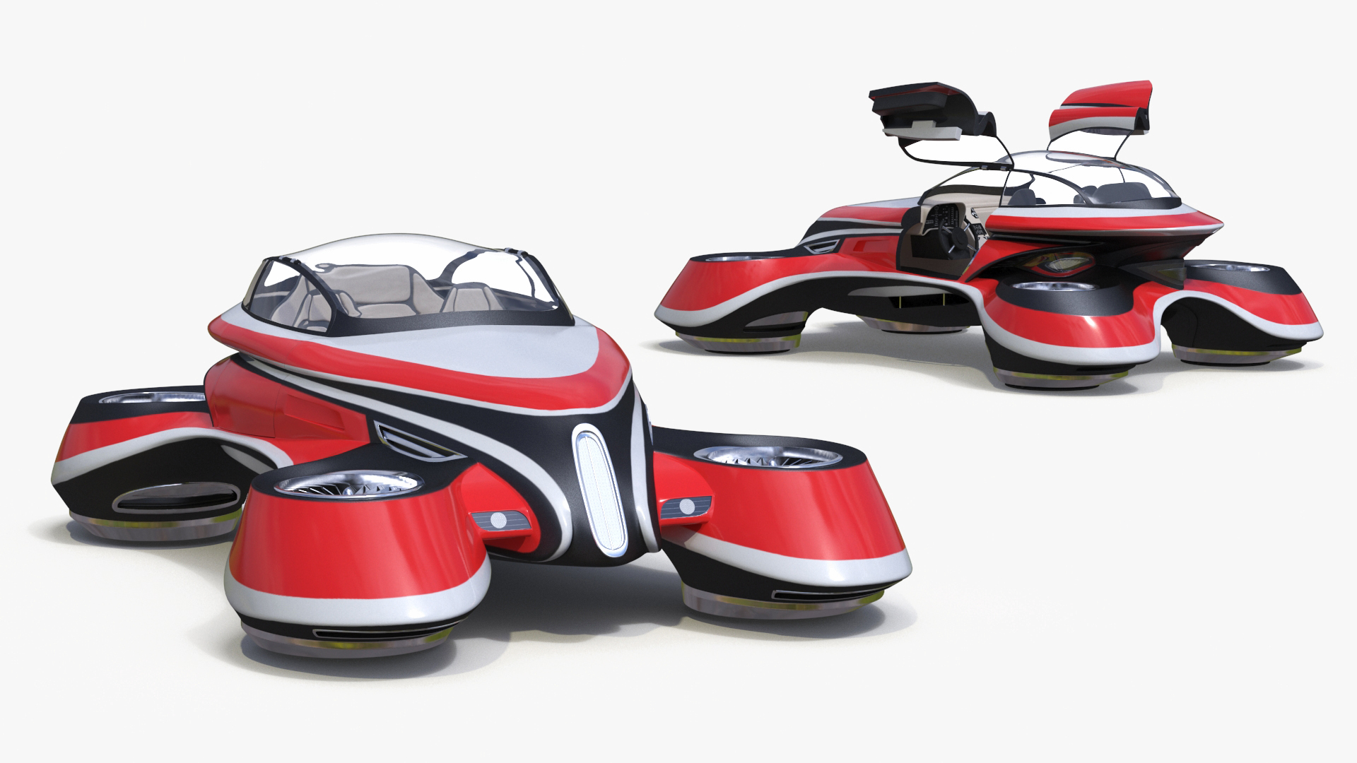 3D Hover Car Concept by Lazzarini Red Rigged