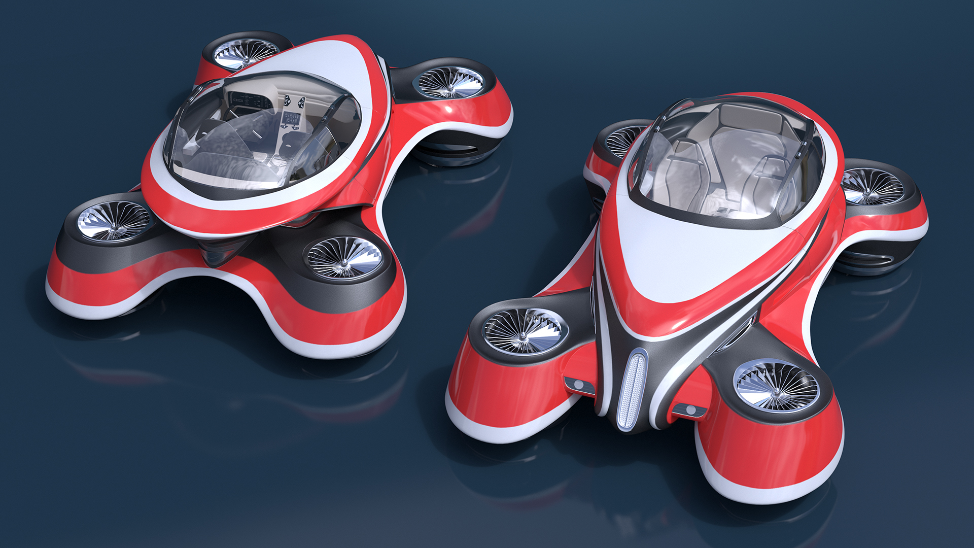 3D Hover Car Concept by Lazzarini Red Rigged