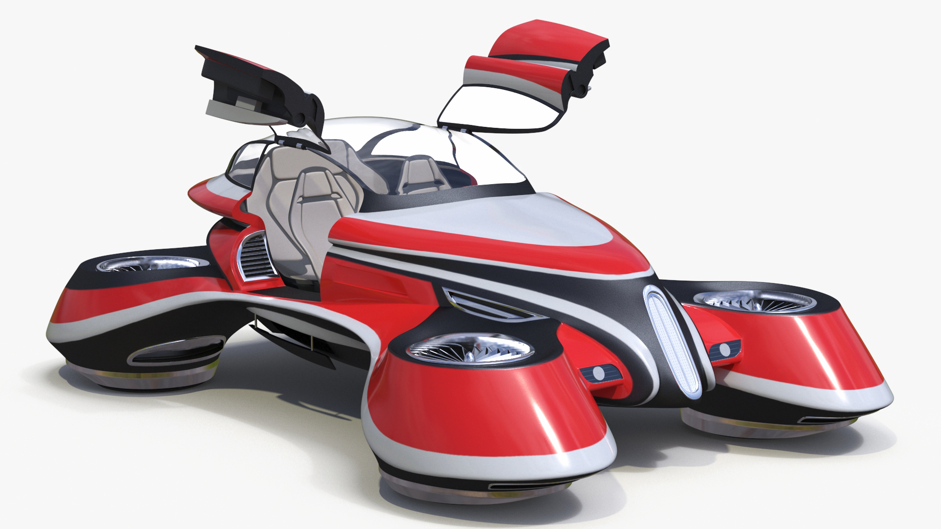 3D Hover Car Concept by Lazzarini Red Rigged