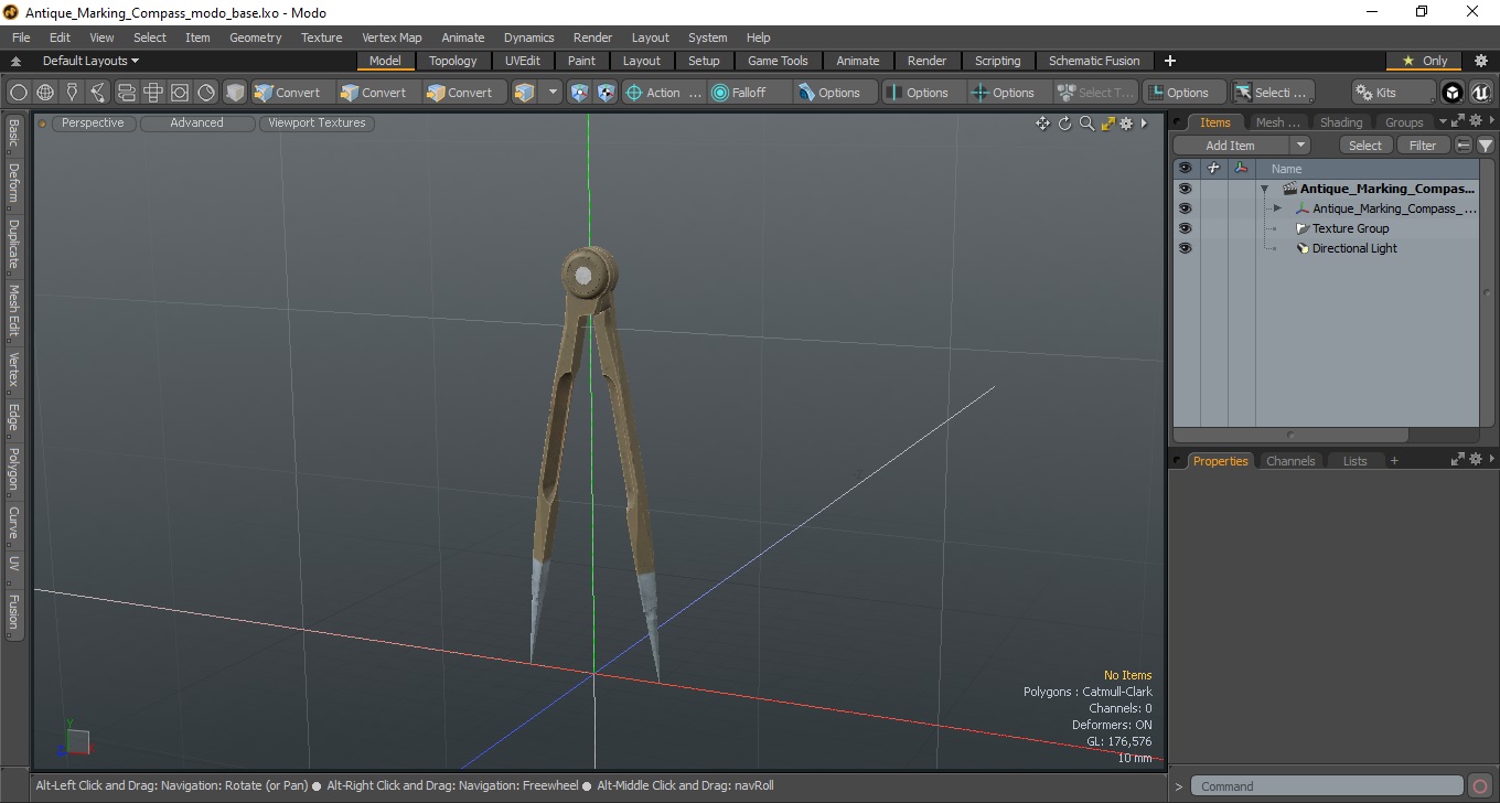 3D Antique Marking Compass model
