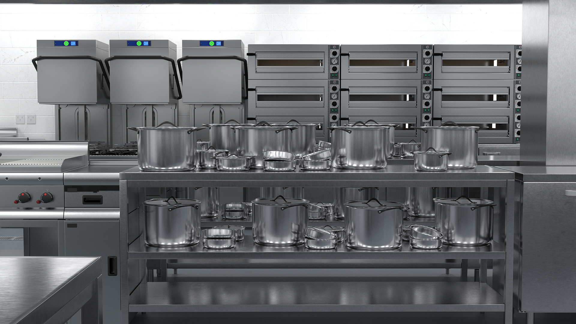 3D Large Commercial Kitchen No Light model