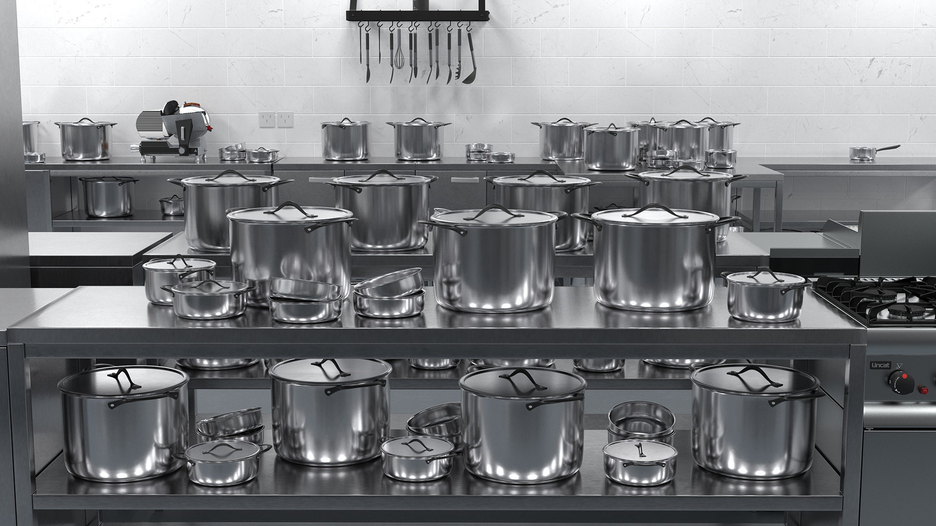 3D Large Commercial Kitchen No Light model