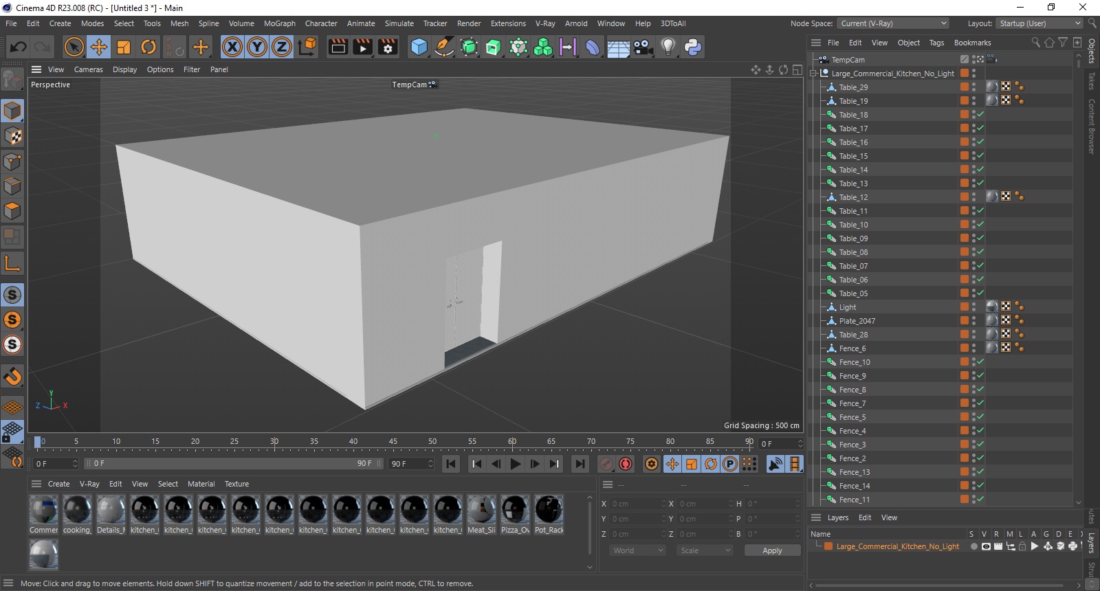 3D Large Commercial Kitchen No Light model
