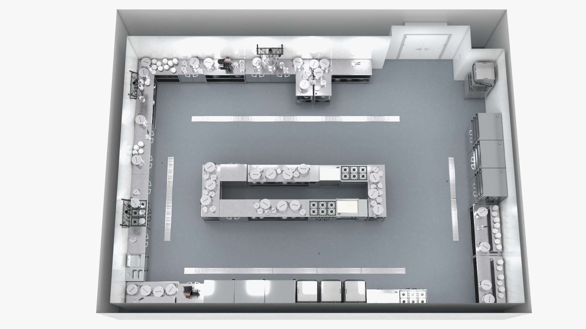 3D Large Commercial Kitchen No Light model