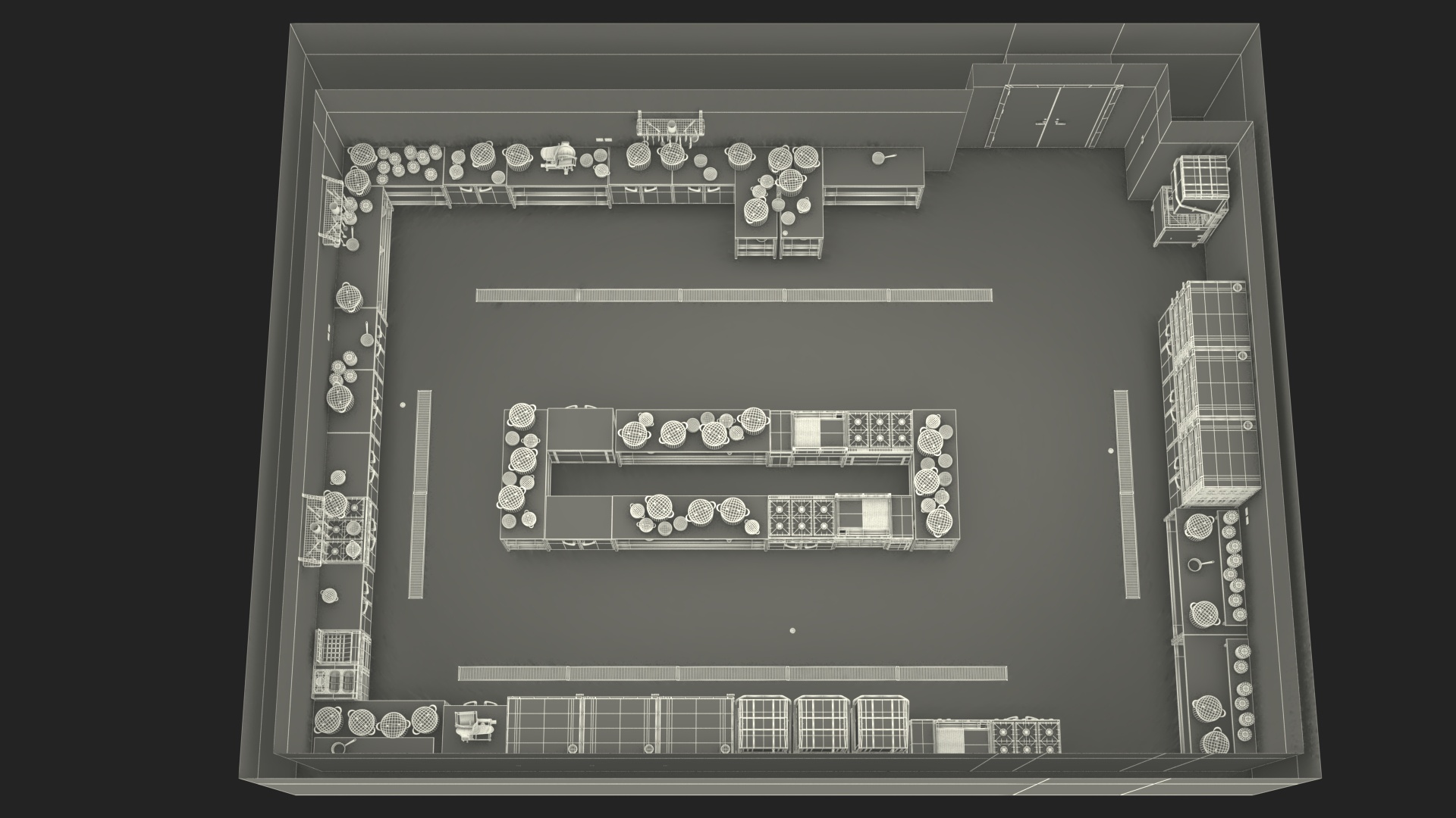 3D Large Commercial Kitchen No Light model