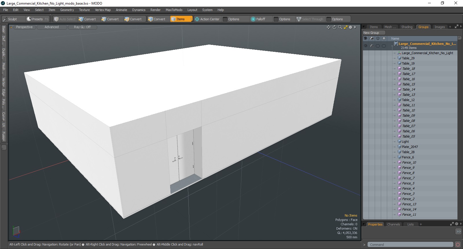 3D Large Commercial Kitchen No Light model