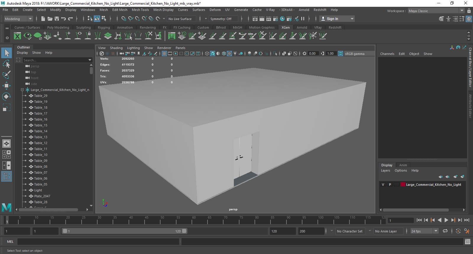 3D Large Commercial Kitchen No Light model