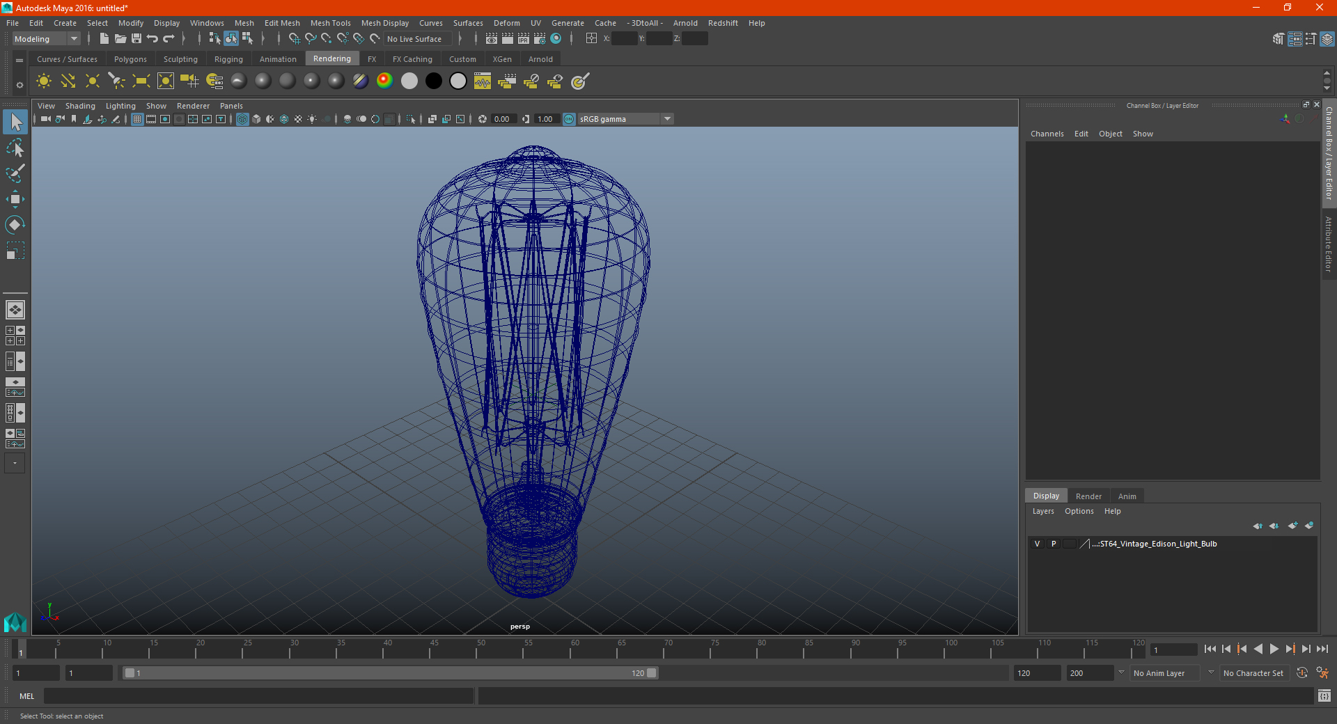 3D model ST64 Vintage Edison Light Bulb